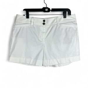 White House Black Market White Cuffed Chino Shorts Stretch Size 14